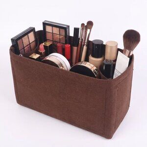 Coffee Multi-Pocket Felt Handbag Organizer